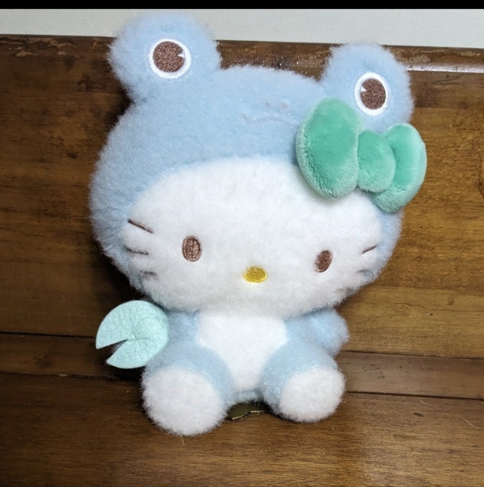 Sanrio Hello Kitty Frog Kigurumi Blue Soft and Fluffy 11" Plushie